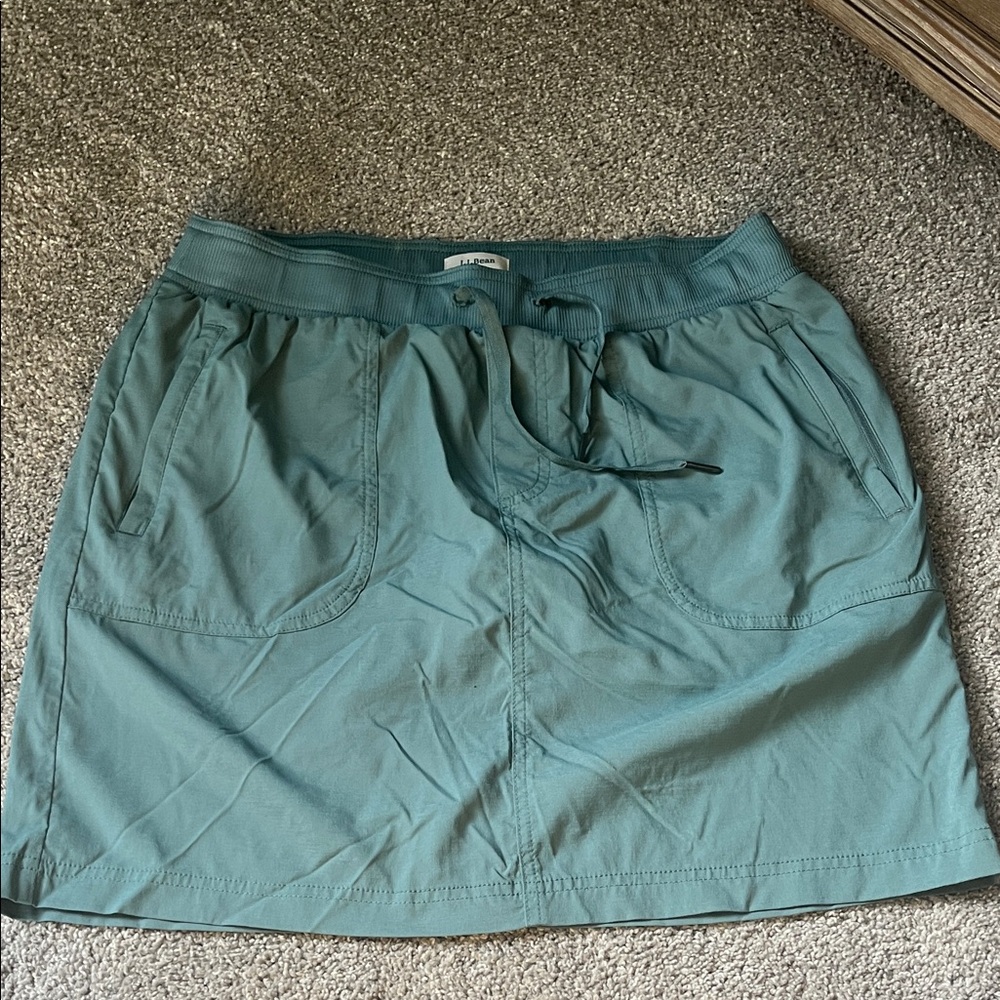L.L. Bean Teal Drawstring Pocket Mini Skirt